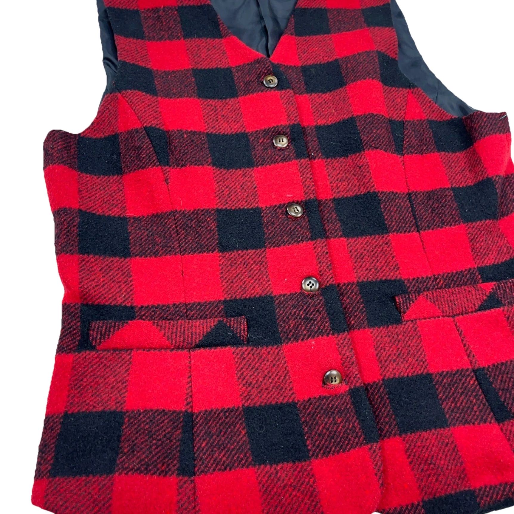 Orvis VINTAGE Orvis Vest Women Small Wool Red Black Buffalo Plaid Western Cowboy USA Women Size S / US 4 / IT 40 - 4 Thumbnail