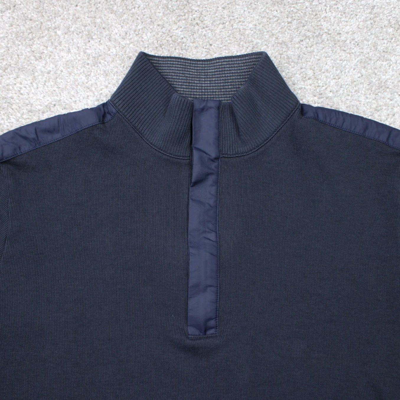 Hugo Boss HUGO BOSS Sweater Mens Large Blue 1/4 Zip Regular Fit Knit Pullover Mock Neck 100% Cotton Vintage? No Size US L / EU 52-54 / 3 - 4 Thumbnail
