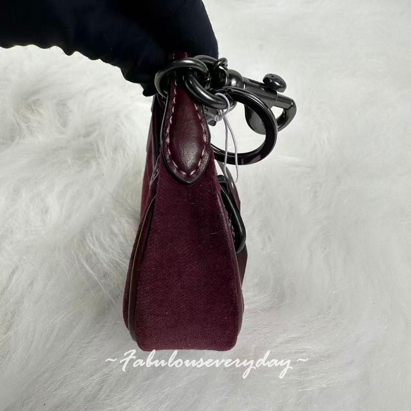 Coach Coach Mini Carmen Charm Keychain Velvet Gunmetal Burgundy Size ONE SIZE - 6 Thumbnail