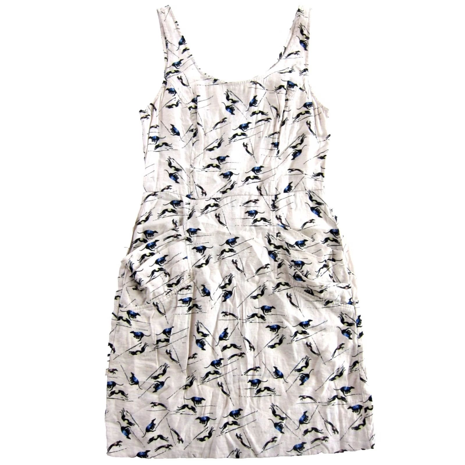 BCBGeneration BCBGeneration Pocket Tank Dress 4 Average Ivory Dog Pattern Sleeveless Rayon Blend Shirt Dress Women Size S / US 4 / IT 40 - 2 Thumbnail