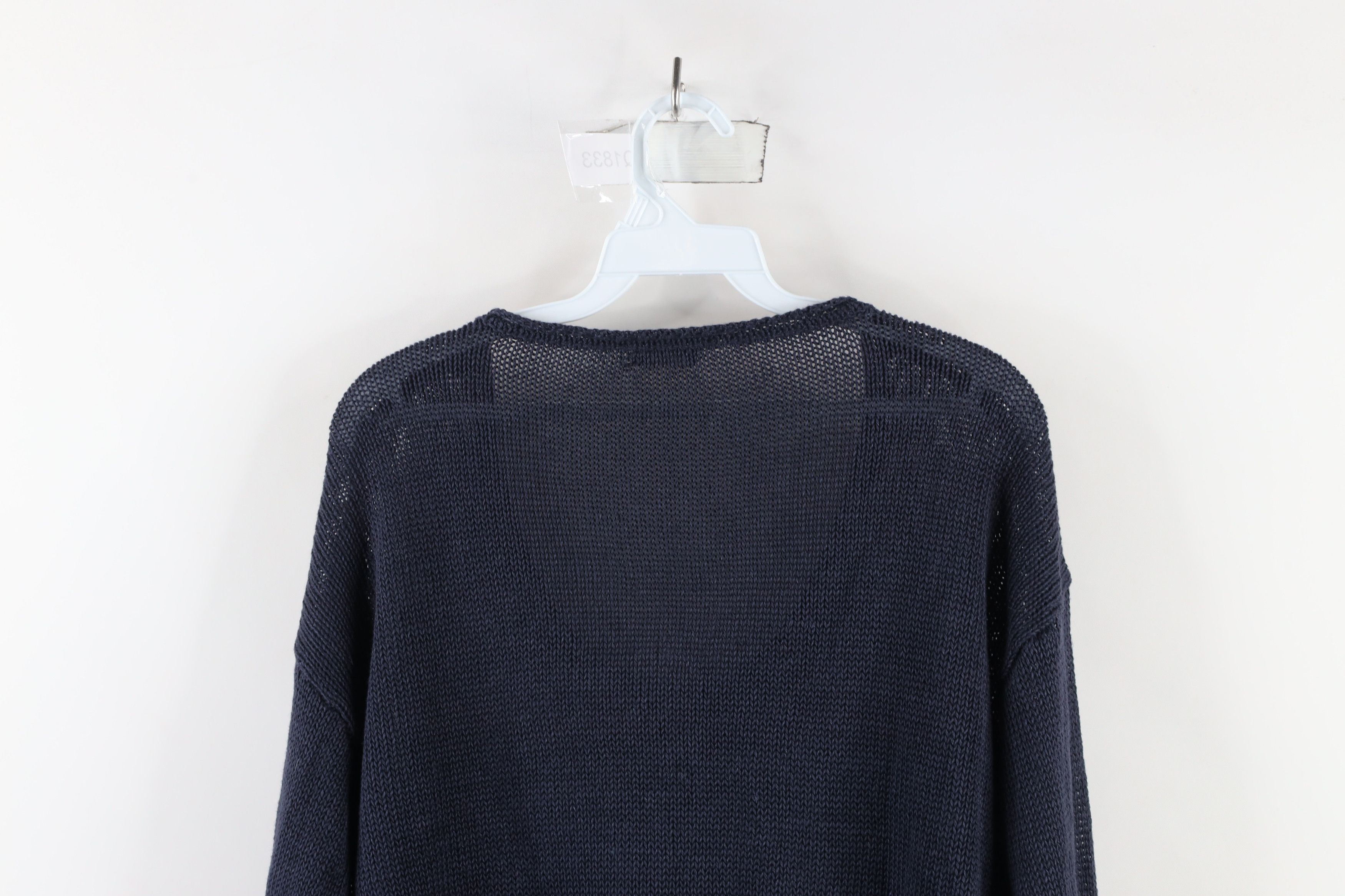 J.Crew × Vintage Vintage 90s J Crew Linen Knit Baggy Fit Sweater Navy Blue Size XL / US 12-14 / IT 48-50 - 7 Thumbnail