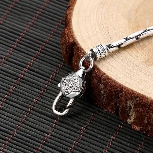 Jewelry Vajra Buckle Snake Bone Silver Bracelet Size ONE SIZE - 2 Thumbnail