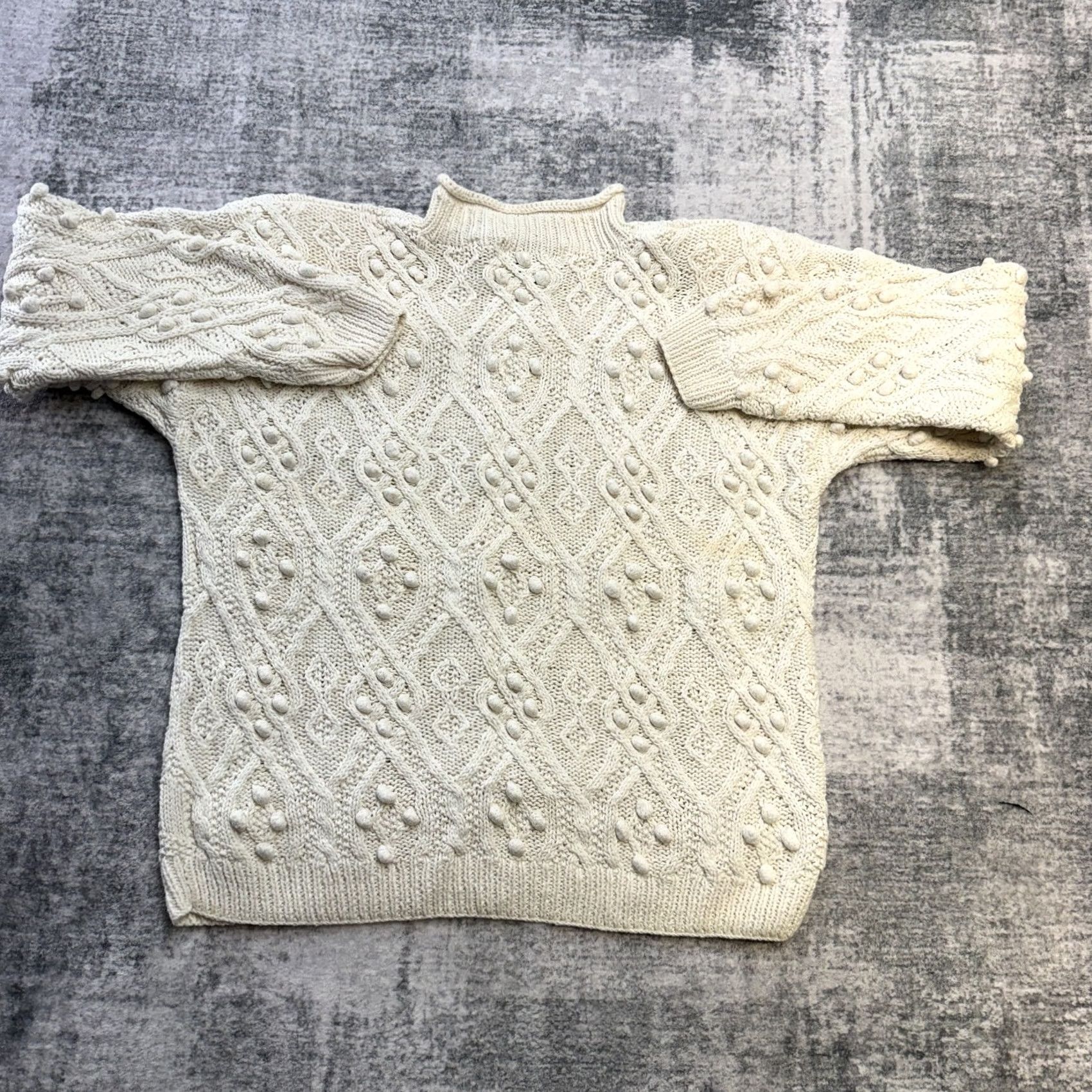 Vintage VTG Northern Isles Sweater Womens Large Ivory Mock Neck Cable Knit Pullover 90s Baggy Hair Bobbles, 90s Theme, Casual Womens Size L Size L / US 10 / IT 46 - 7 Thumbnail