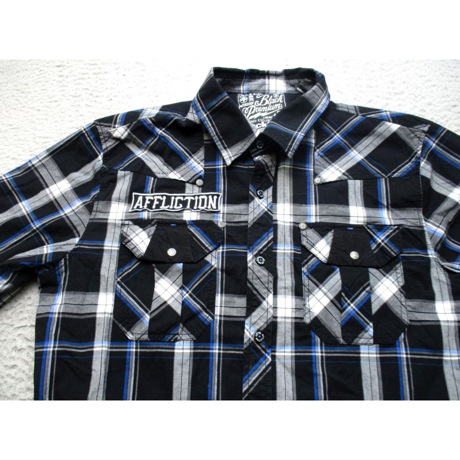 Affliction Affliction Shirt Mens L Black Plaid Long Sleeve Button Up Embroidered Western Size US L / EU 52-54 / 3 - 2 Thumbnail