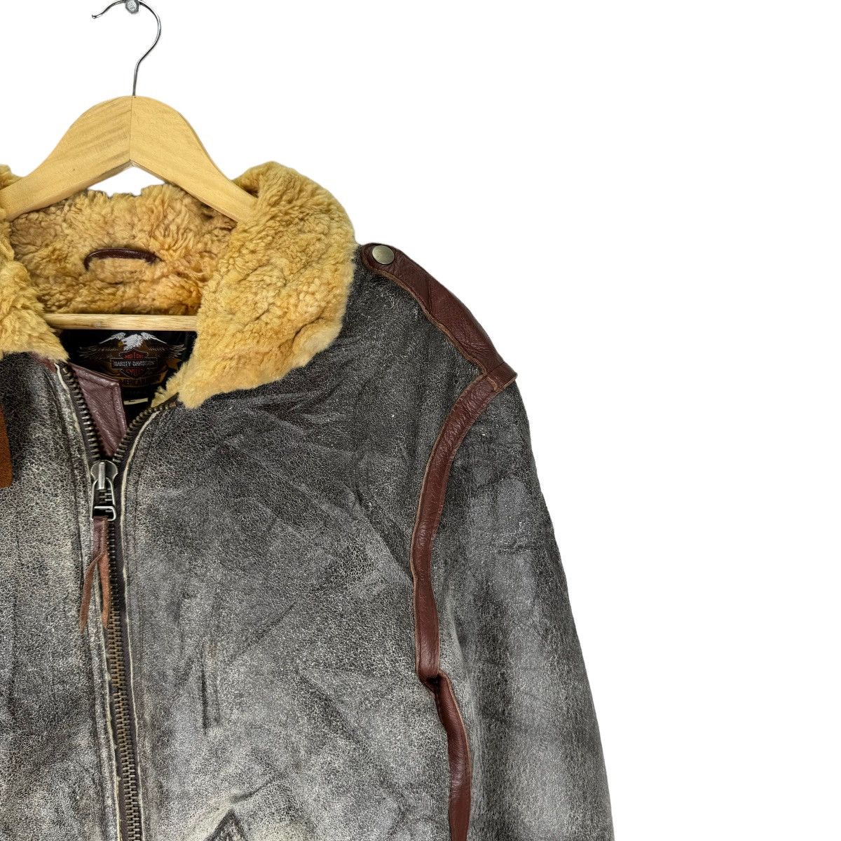 Harley Davidson ☀️HARLEY DAVIDSON B3 SHEEPSKIN BIKERS LEATHER JACKET Size US L / EU 52-54 / 3 - 8 Thumbnail