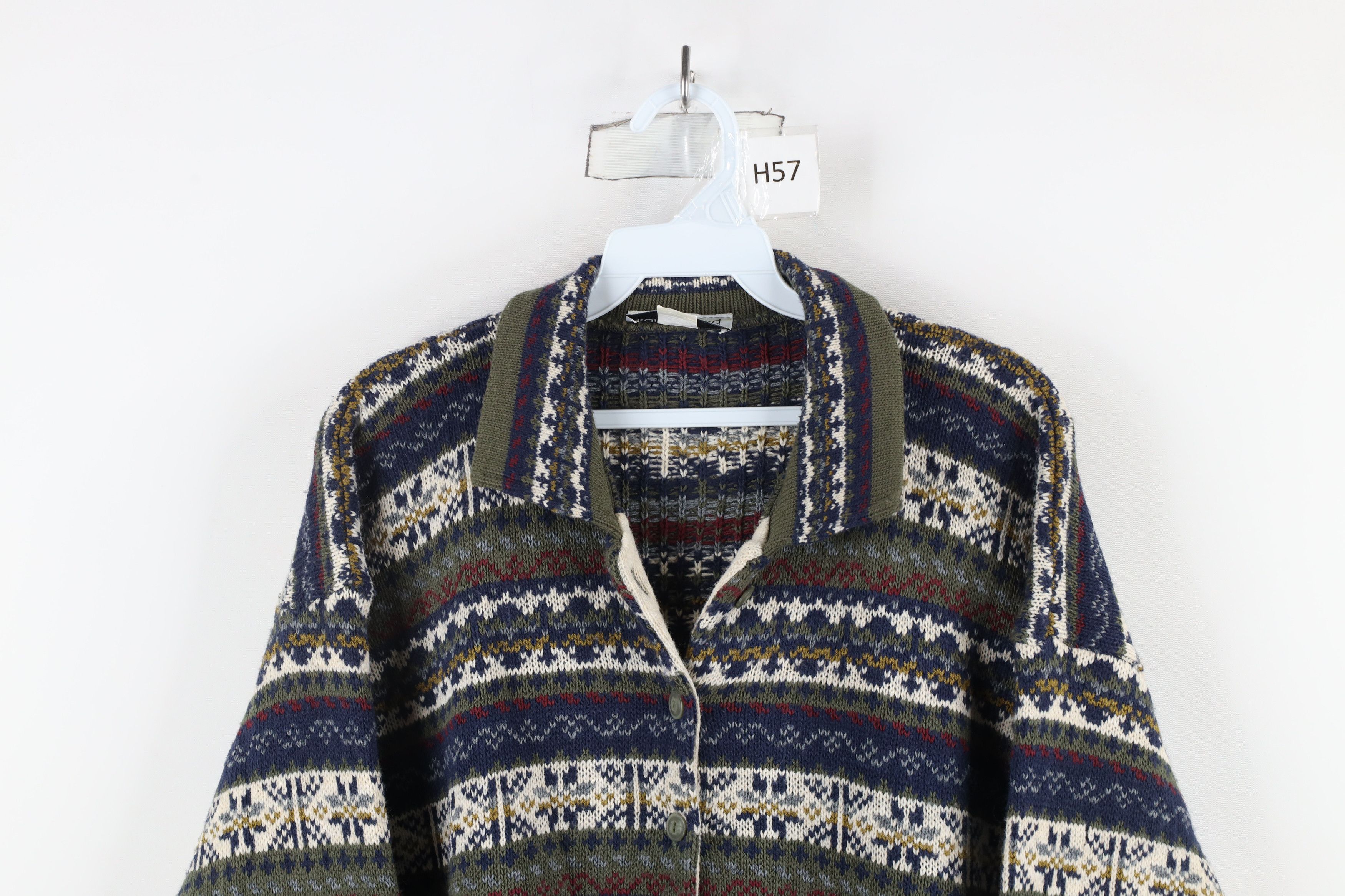 Vintage Vintage 90s Streetwear Fair Isle Knit Cardigan Sweater USA Size L / US 10 / IT 46 - 2 Thumbnail