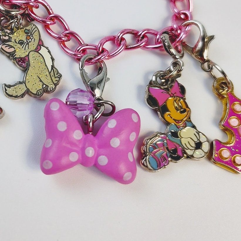 Disney Disney Minnie Mouse 5 Charm Pink Chain Bracelet Cute & Fun Size ONE SIZE - 4 Thumbnail