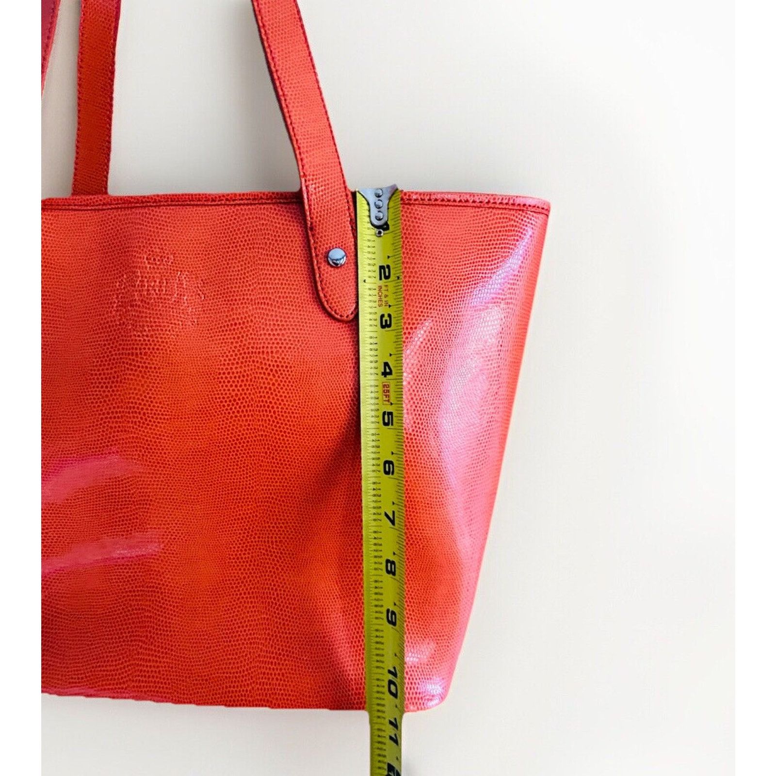 Lauren Ralph Lauren New Ralph Lauren Orange Newton Classic Tote Bag Snakeskin Size ONE SIZE - 22 Thumbnail
