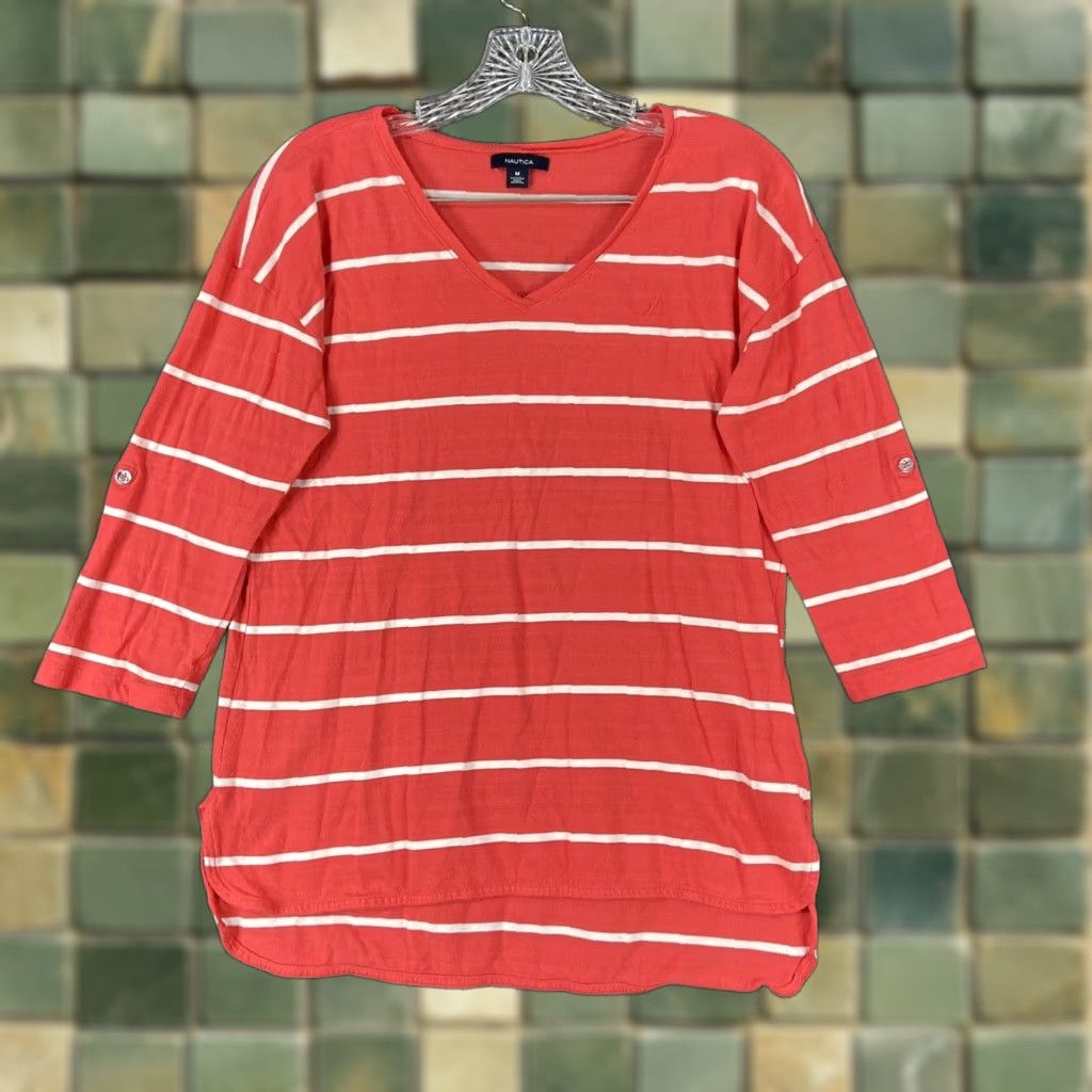 Nautica Nautica Blouse Women M 3/4 Sleeve Pink White Striped Mens? No gender. We'll do: Nautica Blouse Women M 3/4 Sleeve Pink White Striped Size M / US 6-8 / IT 42-44 - 1 Thumbnail