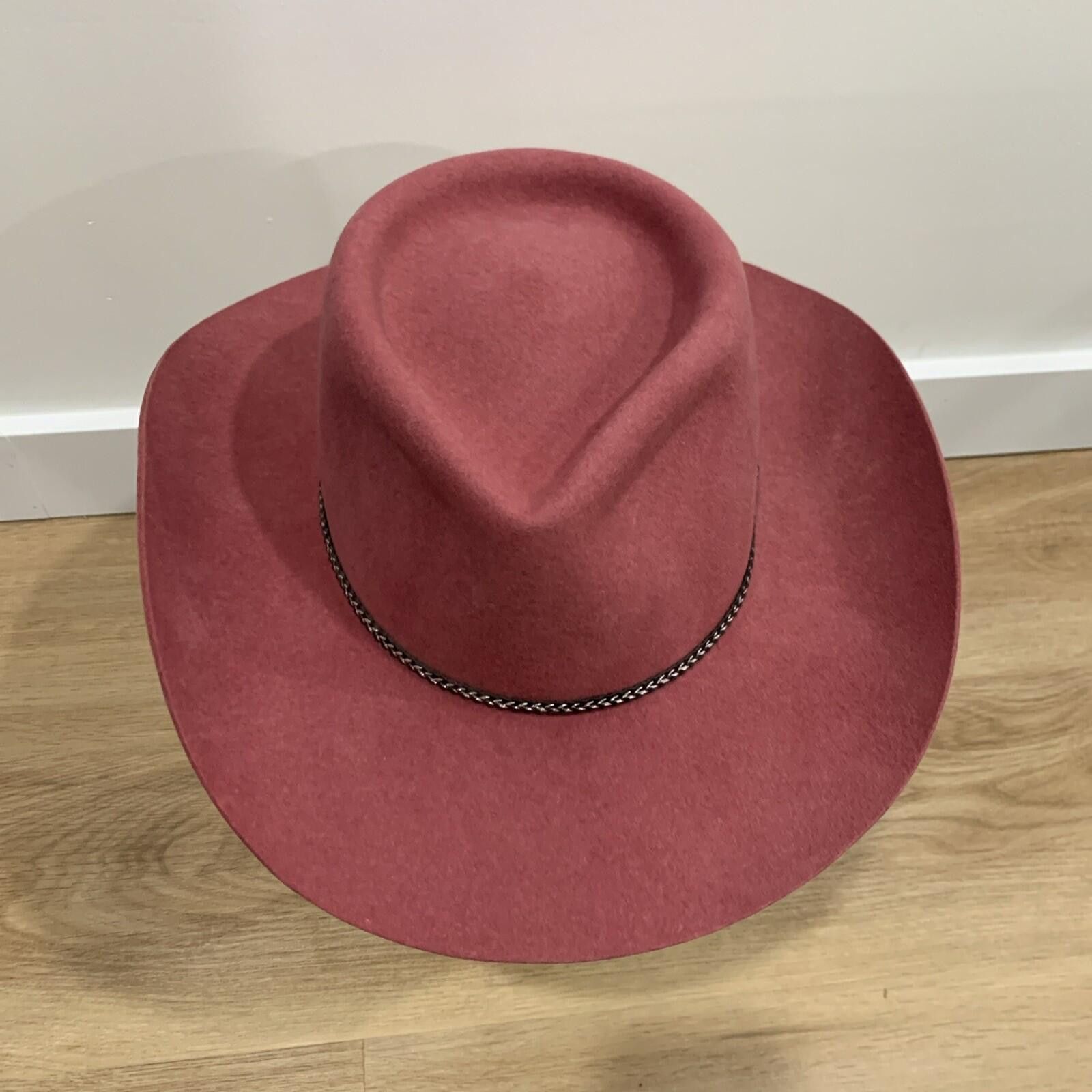 Other Smithbilt 3X Wool Felt Fedor Pink Wide Brim Feather 6 7/8 Size ONE SIZE - 5 Thumbnail
