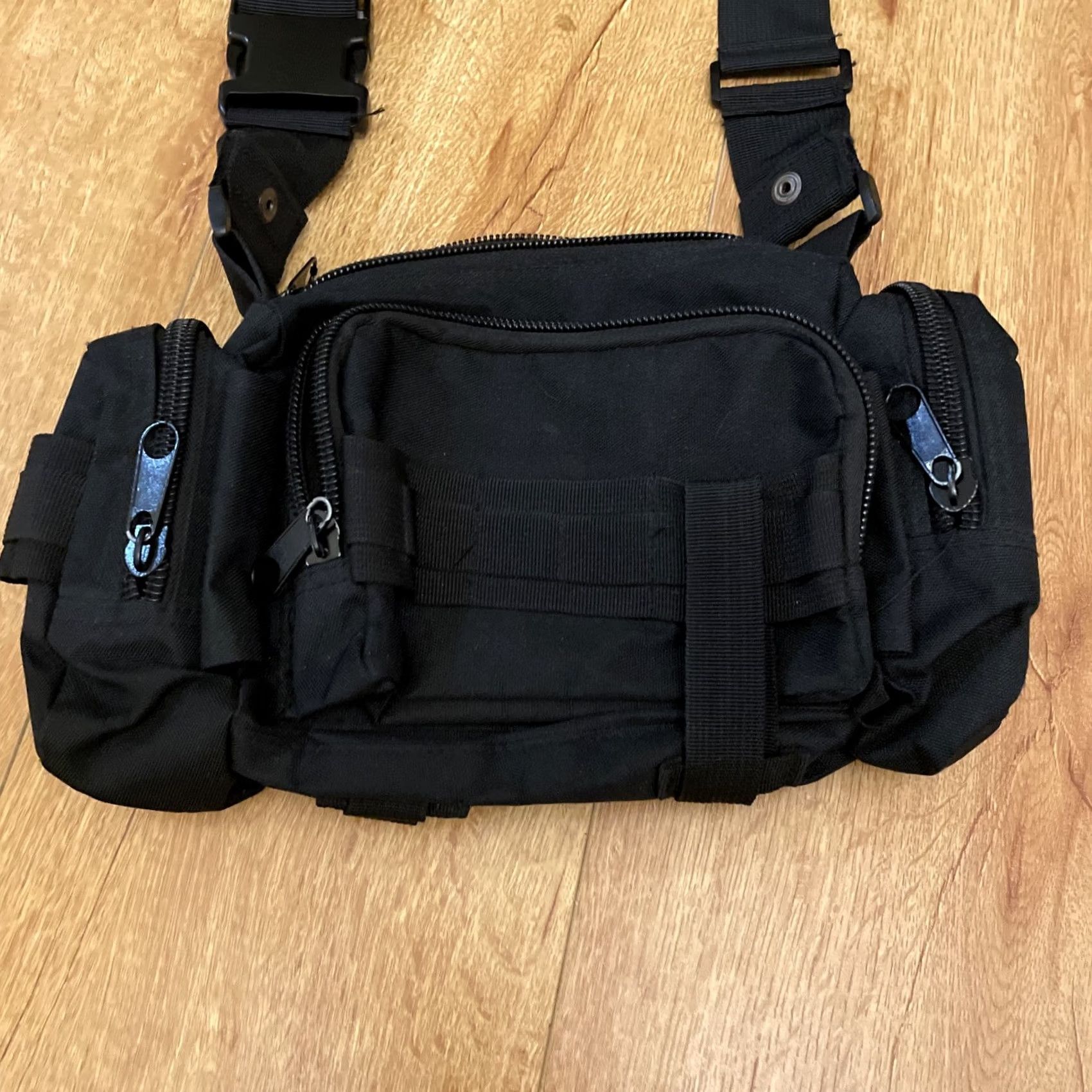 Vintage Tactical Black Waist Fanny Pack Pouch Zip Compartments Unisex Military Belt Bag Water Resistant adjustable Strap Phone Pocket Sport Outdoor Men Size ONE SIZE - 2 Thumbnail