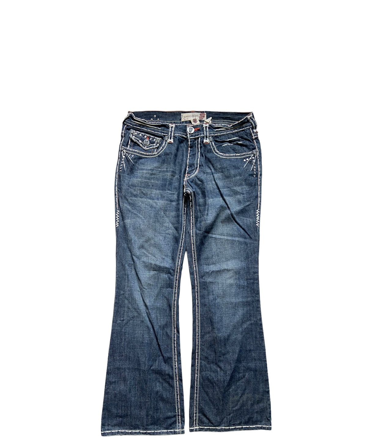 If Six Was Nine Vintage Laguna Beach Gemstone Flare Denim Pants Size US 38 / EU 54 - 3 Thumbnail