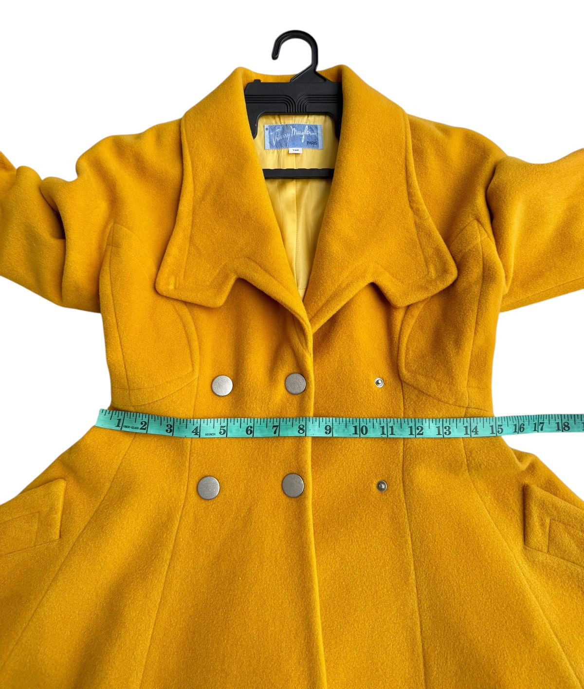 Mugler 🔥Rare Vintage 80s Thierry Mugler Mustard Yellow Wool Coat Size M / US 6-8 / IT 42-44 - 24 Thumbnail