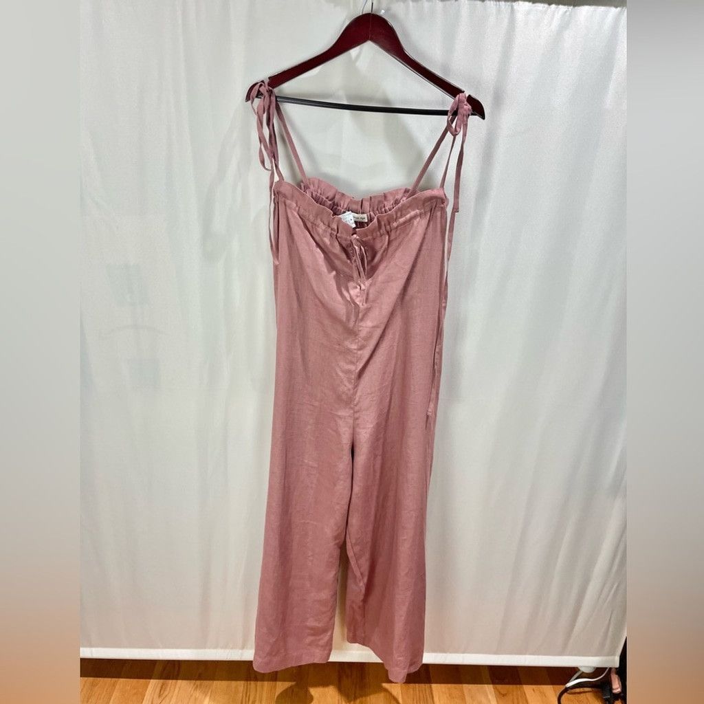 Other NEW A Bronze Age Ruby 100% Linen Pink Cropped Jumpsuit US S Size 28" / US 6 / IT 42 - 5 Thumbnail