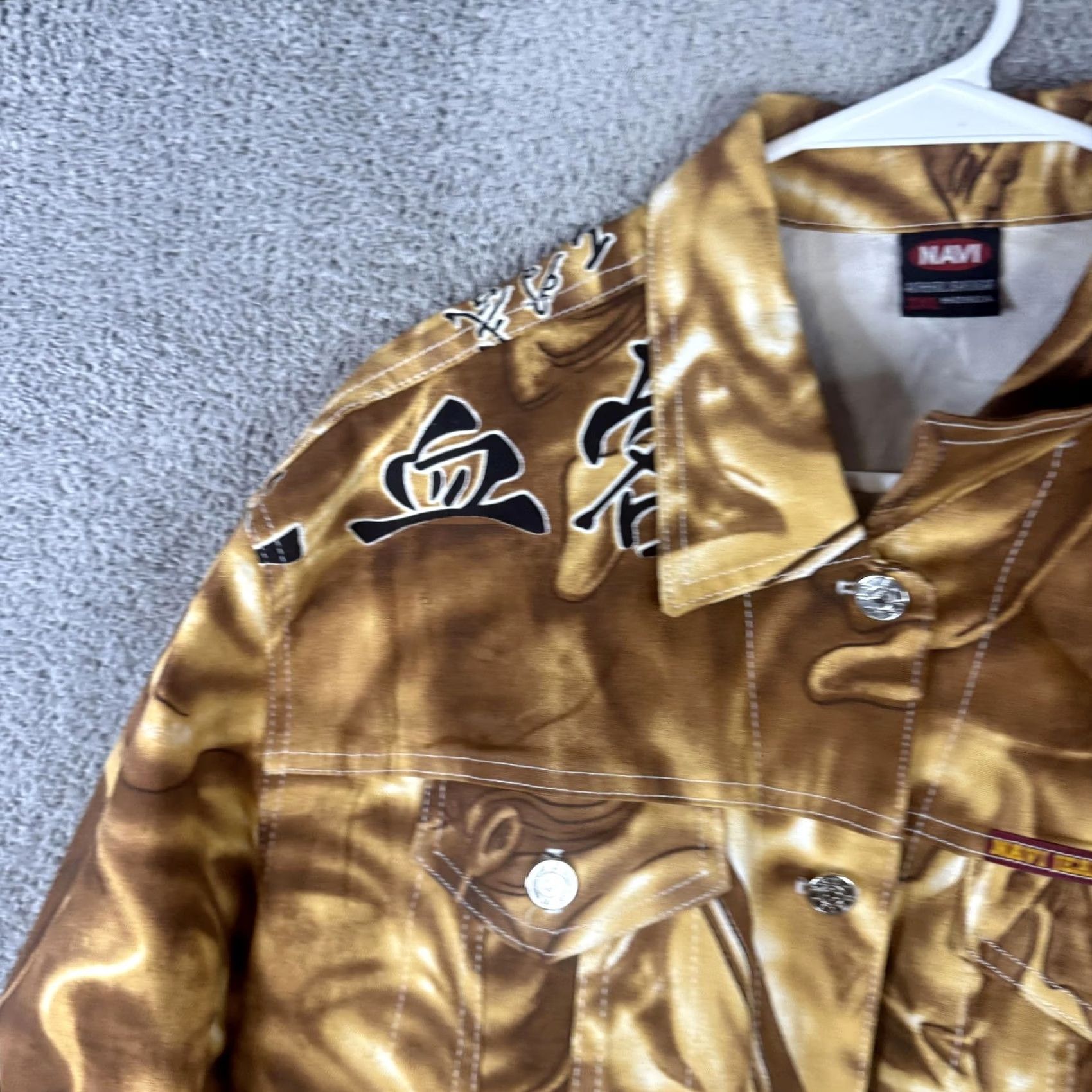 Denime VINTAGE NAVI Jacket Mens 3XL Denim Bomber Gold Anime Graphic Art USA Y2K Jacket Size US XXL / EU 58 / 5 - 5 Thumbnail
