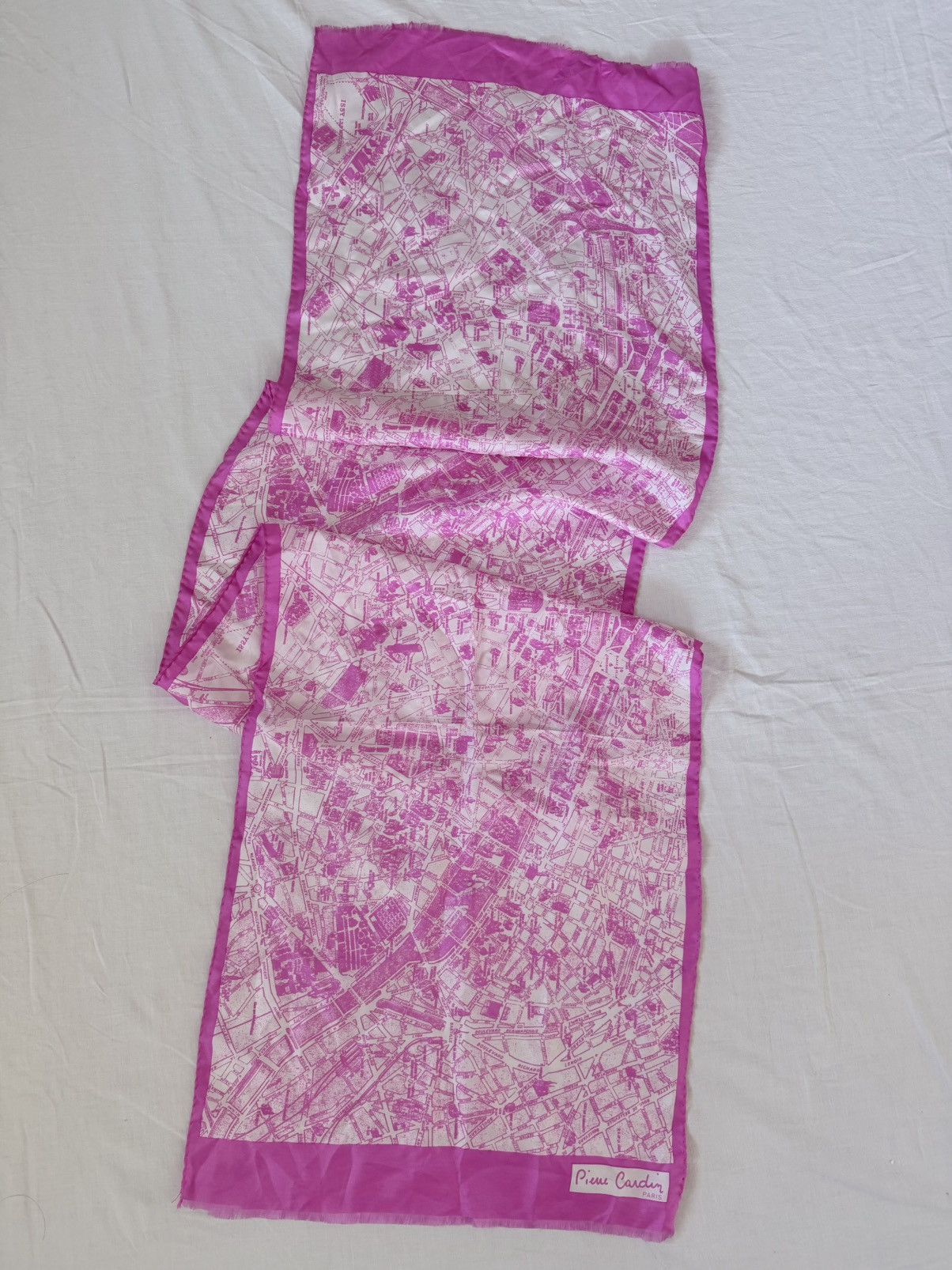 Pierre Cardin Pierre Cardin Paris Silk Scarf Pink Paris Map Print 62” Size ONE SIZE - 6 Thumbnail