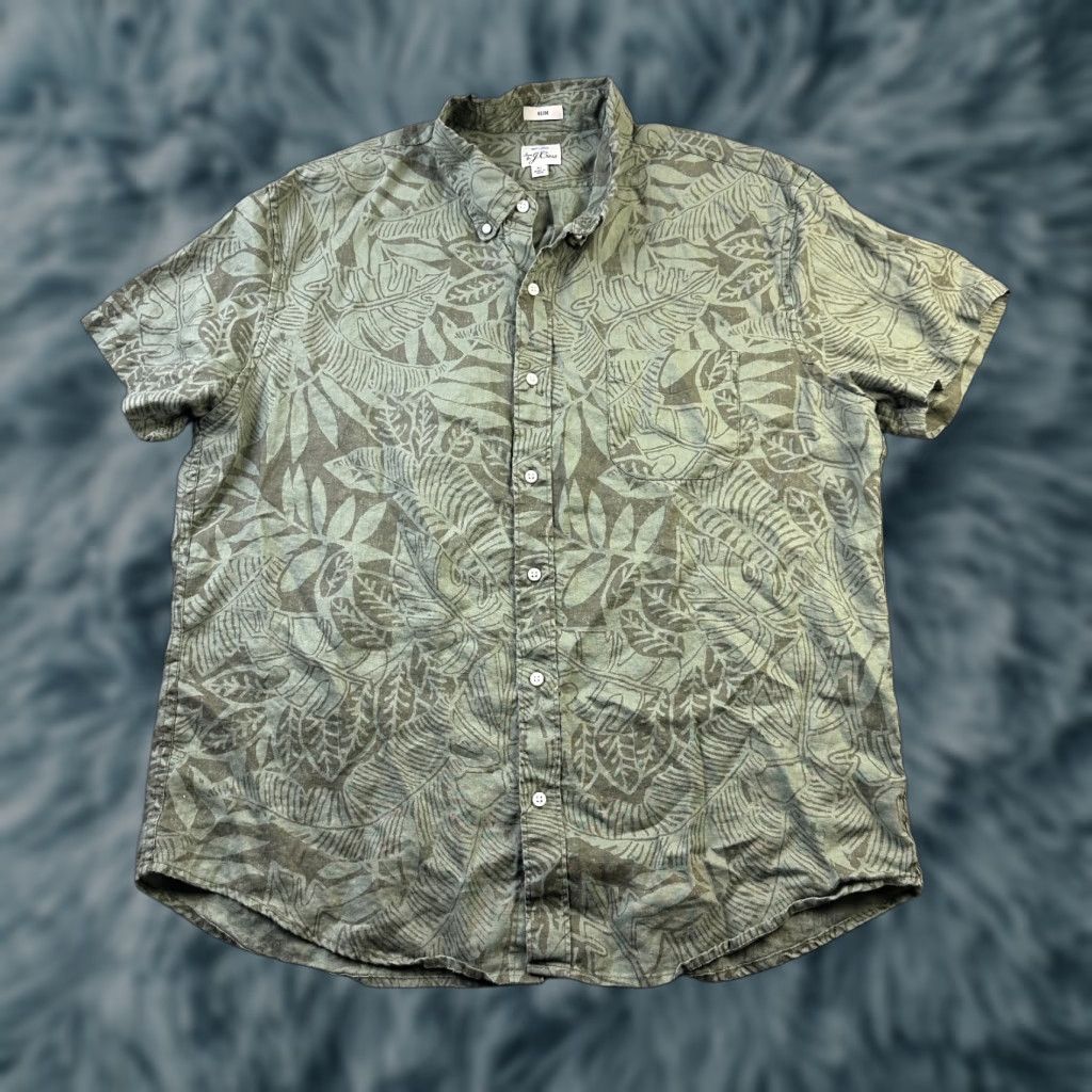 J.Crew J Crew Shirt Mens Extra Large Green Camp Linen Floral Hawaiian Slim Size US XL / EU 56 / 4 - 1 Thumbnail