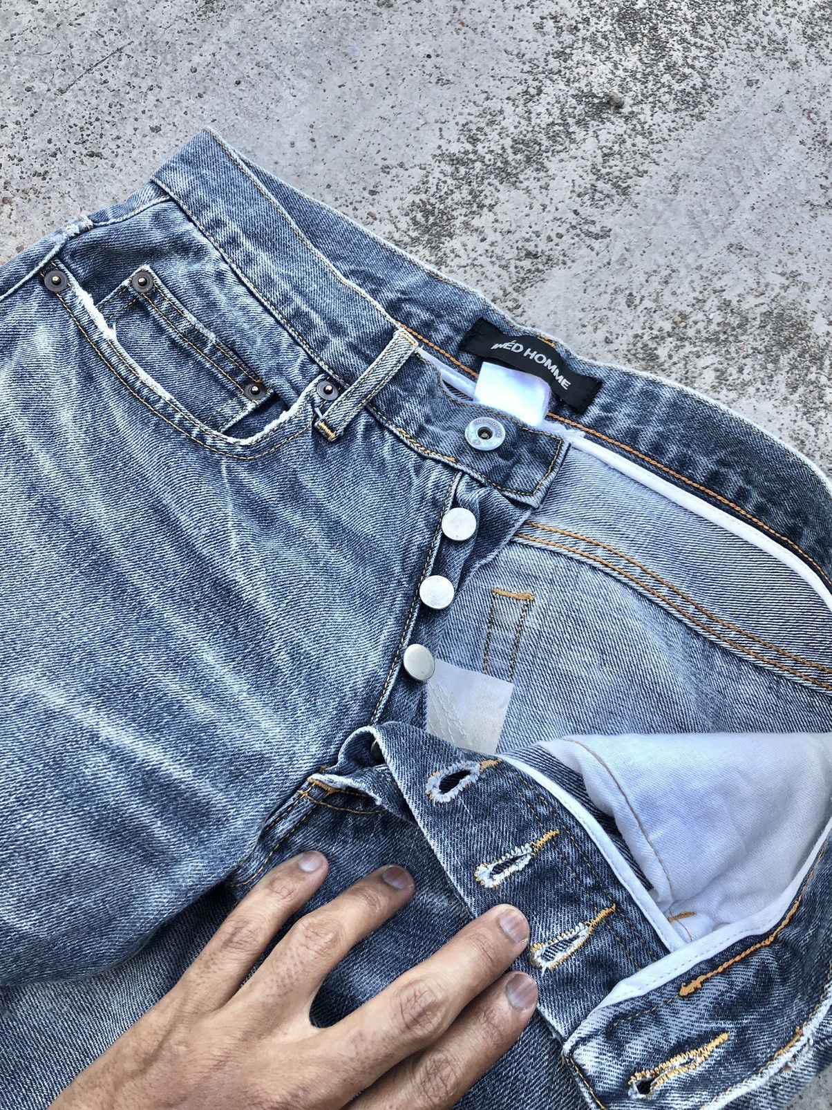 Japanese Brand FLARED⚡️⚡️INED HOMME WASHED BLUE DENIM Size US 30 / EU 46 - 4 Thumbnail