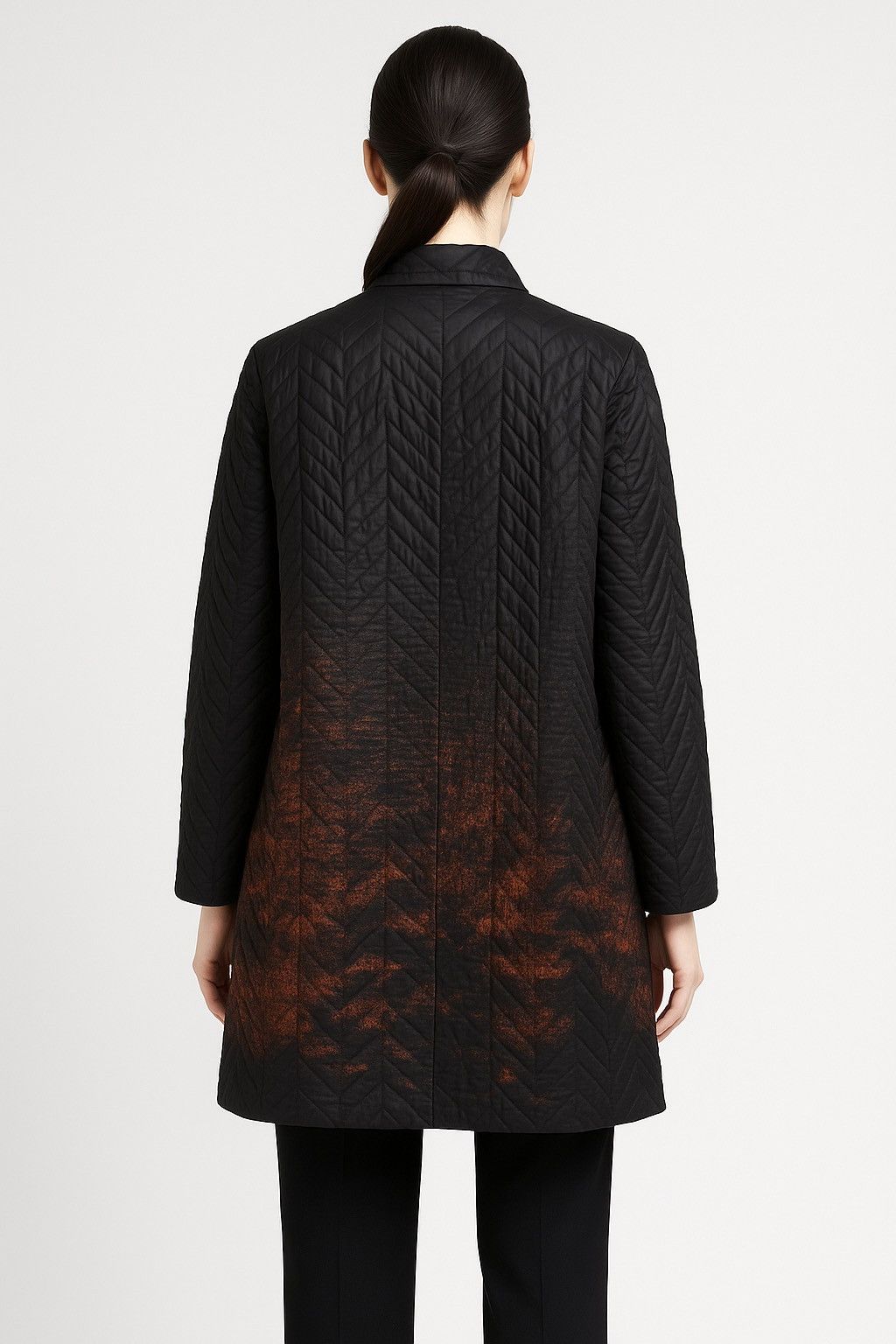 Hiroko Koshino Homme Hiroko Bis Quilted Long Coat – Women’s – Black Rust Ombre Size L / US 10 / IT 46 - 4 Thumbnail