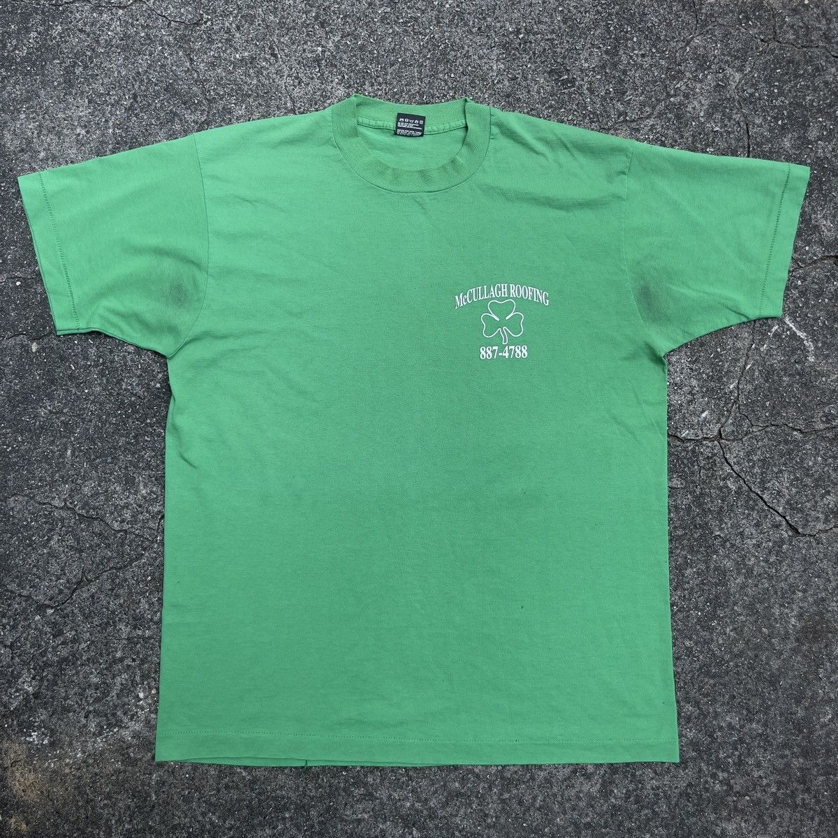 Fruit Of The Loom × Vintage Vintage 90s OUR CREW IS 1st IN QUALITY Single Stitch Shirt Size US XL / EU 56 / 4 - 1 Thumbnail