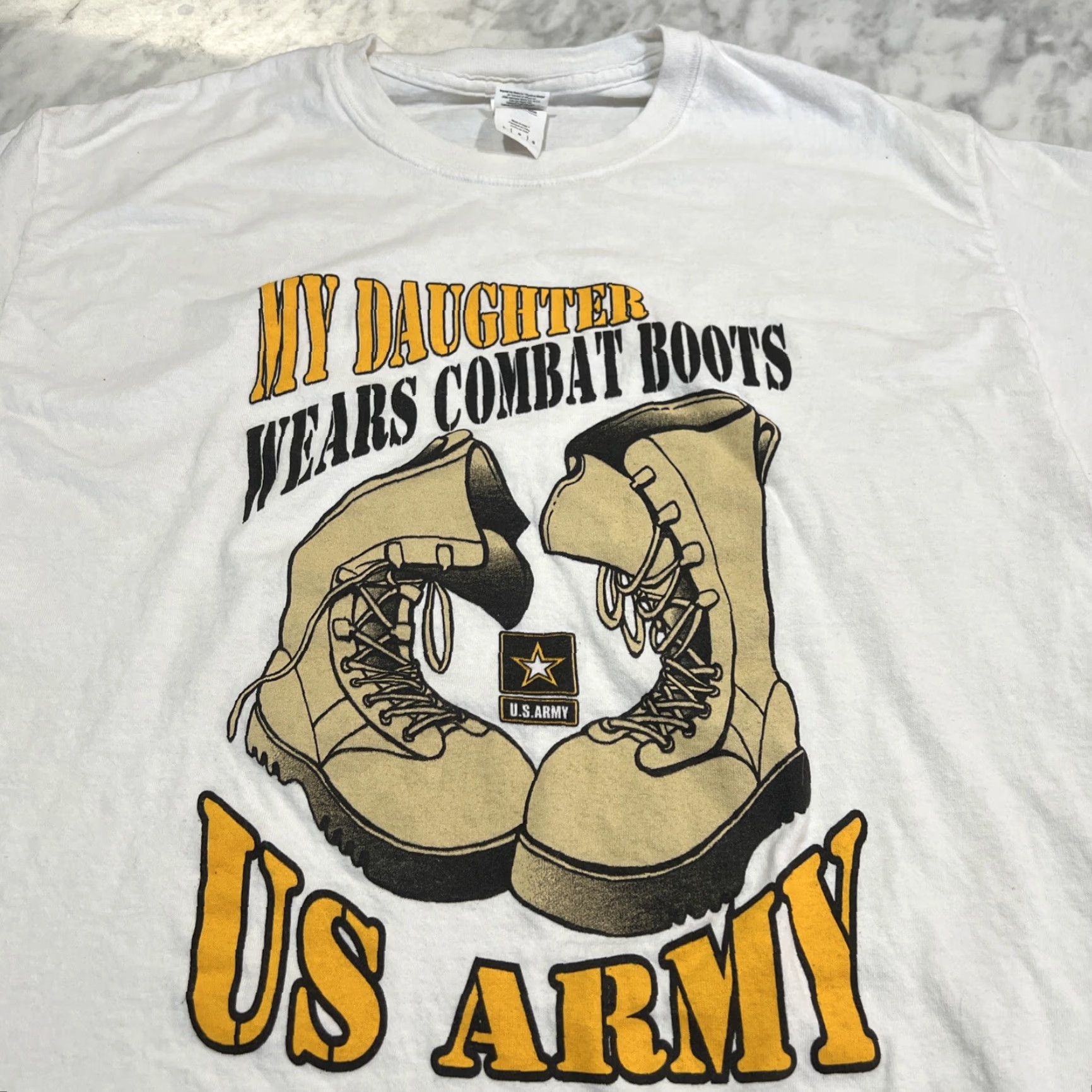 Gildan Gildan T-Shirt Army Military USA White Crew Neck Short Sleeve Mens Large Size US L / EU 52-54 / 3 - 2 Thumbnail