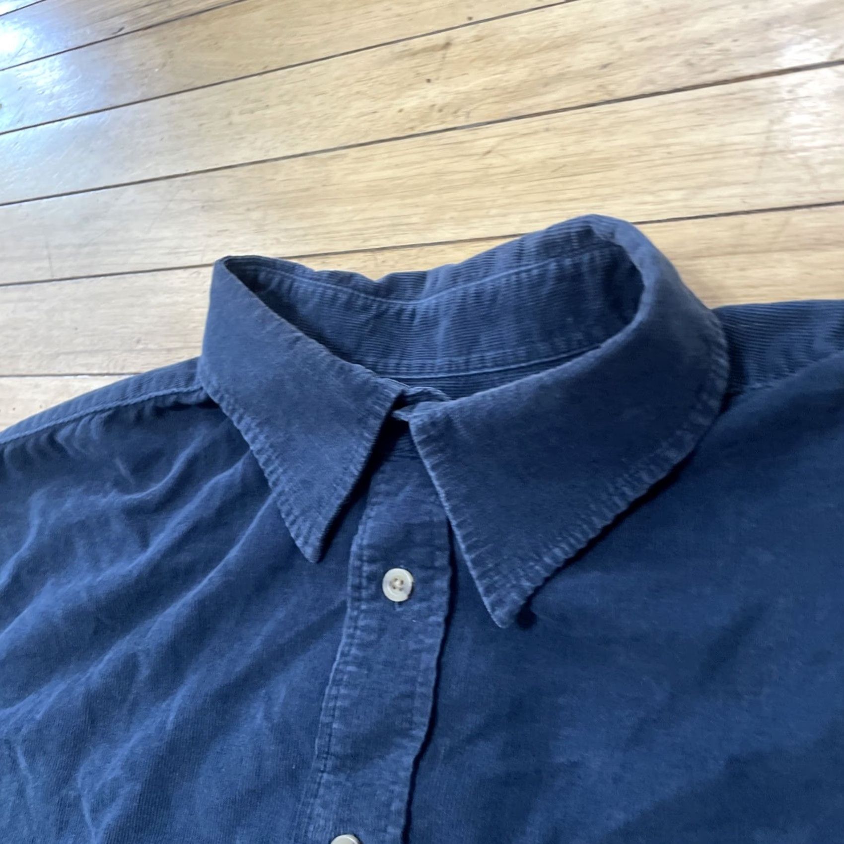 Merona VINTAGE Merona Corduroy Shirt Men 2XL Blue Solid Button-Down Long Sleeve Lightweight Fall Layer Size US XXL / EU 58 / 5 - 4 Thumbnail