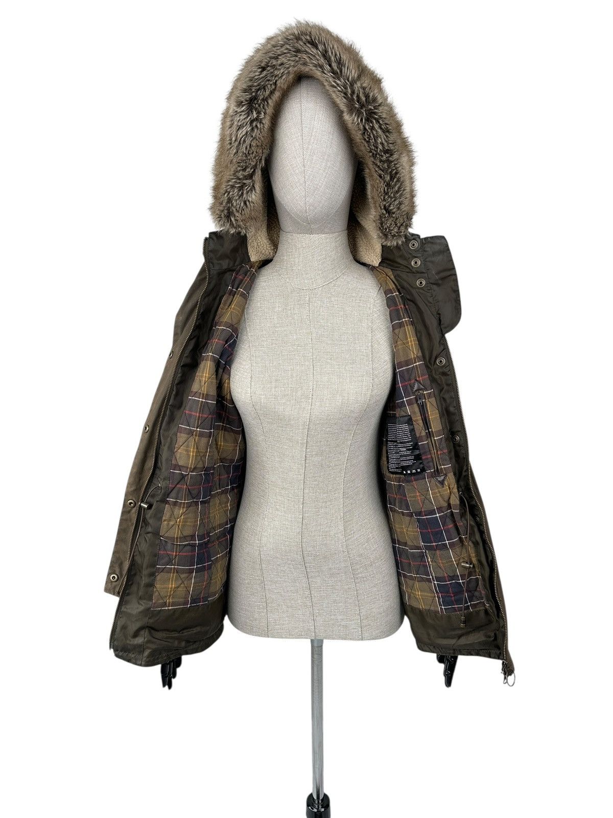 Barbour BARBOUR KELSALL Wax Parka Jacket Fur Hood Women’s Coat Size M / US 6-8 / IT 42-44 - 6 Thumbnail