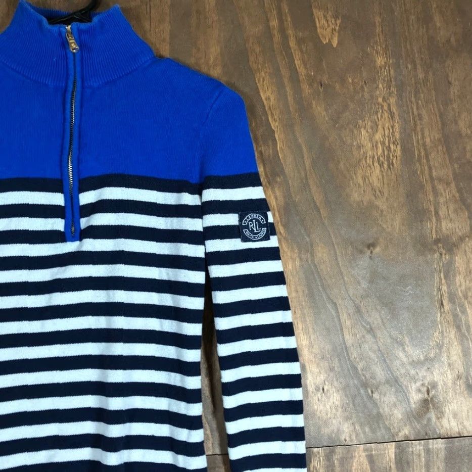 Eddie Bauer Ralph Lauren Womens Sweater Blue Multicolored Striped 1/2 Zip Long Sleeve XS Size XS / US 0-2 / IT 36-38 - 5 Thumbnail