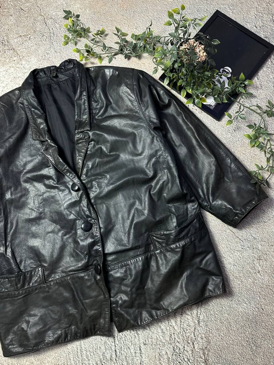 Vintage Vintage leather jacket boxy fit Size US XL / EU 56 / 4 - 2 Thumbnail
