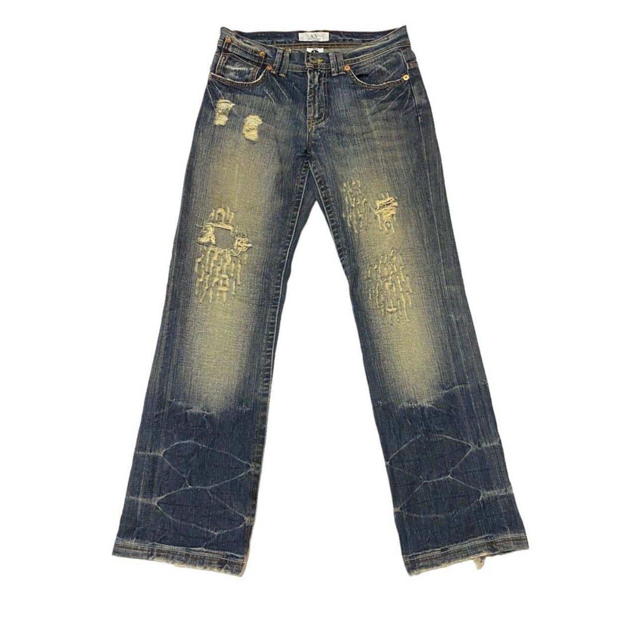 Pre-owned Armani Exchange X Vintage Vtg Armani Exchange Flared Distressed Style Denim Pants