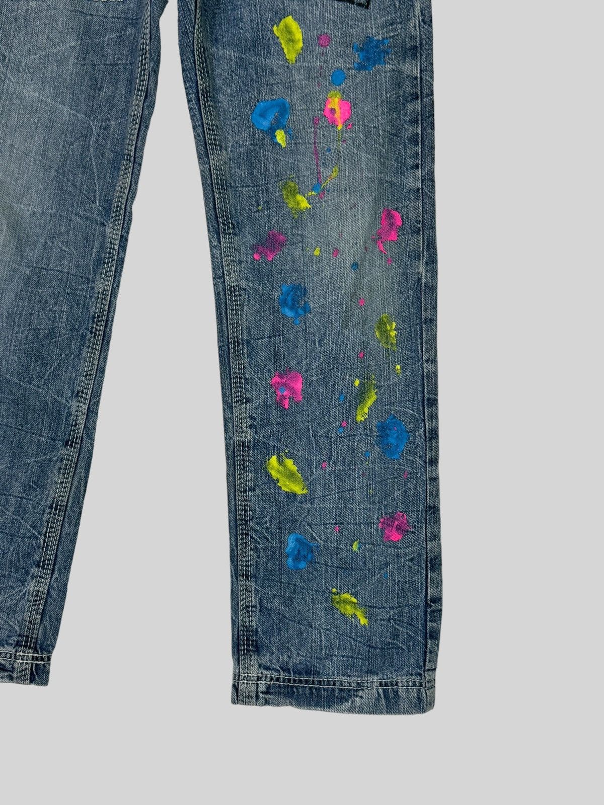 Japanese Brand × Vintage BA-TSU STUDIO ROCK STAR PAINT SPLASHED ACID WASH DENIM JEANS Size US 27 - 7 Thumbnail