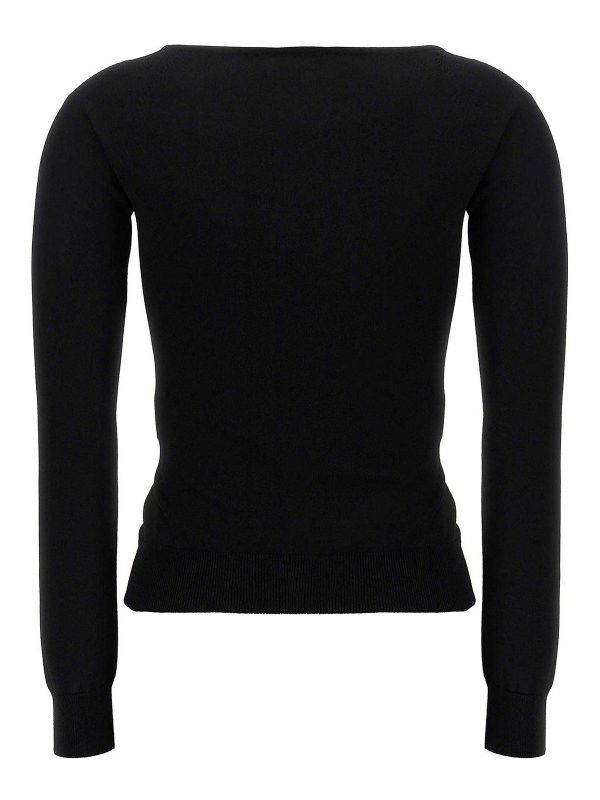 Alexander McQueen o1srvl11e0326 Off-The-Shoulder Knit Top in Black Size S / US 4 / IT 40 - 2 Thumbnail