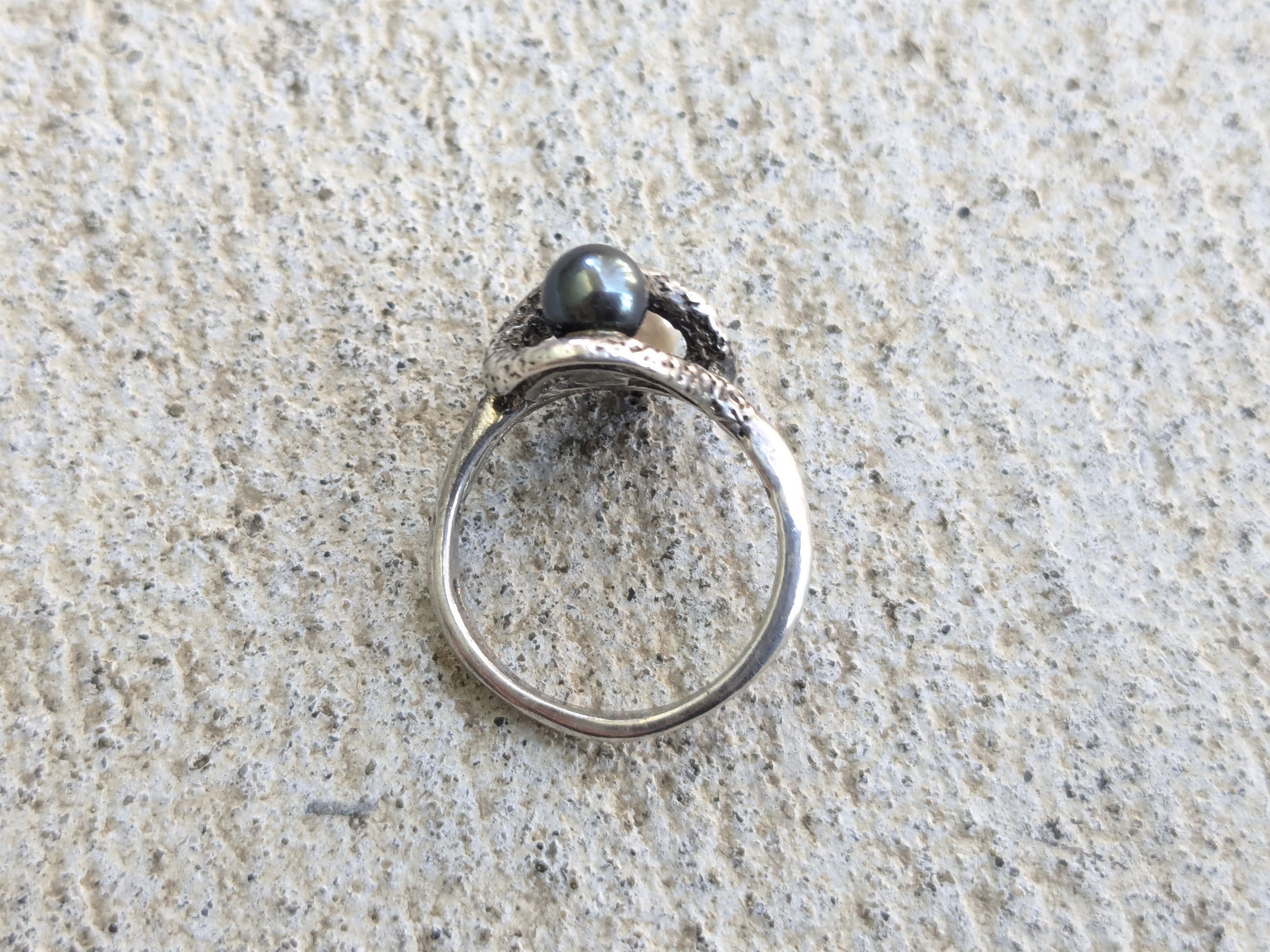 Other Vintage Sterling Silver Ring Pearls 6.25 Modern Abstract Size ONE SIZE - 5 Thumbnail
