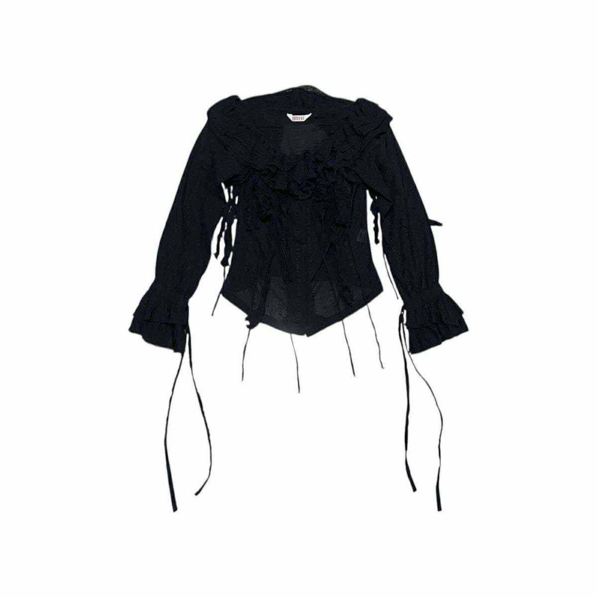 Japanese Brand 🔥Rare Goth Y2K Chiyuki Ruffled Bondage Blouse See Through Size S / US 4 / IT 40 - 1 Thumbnail