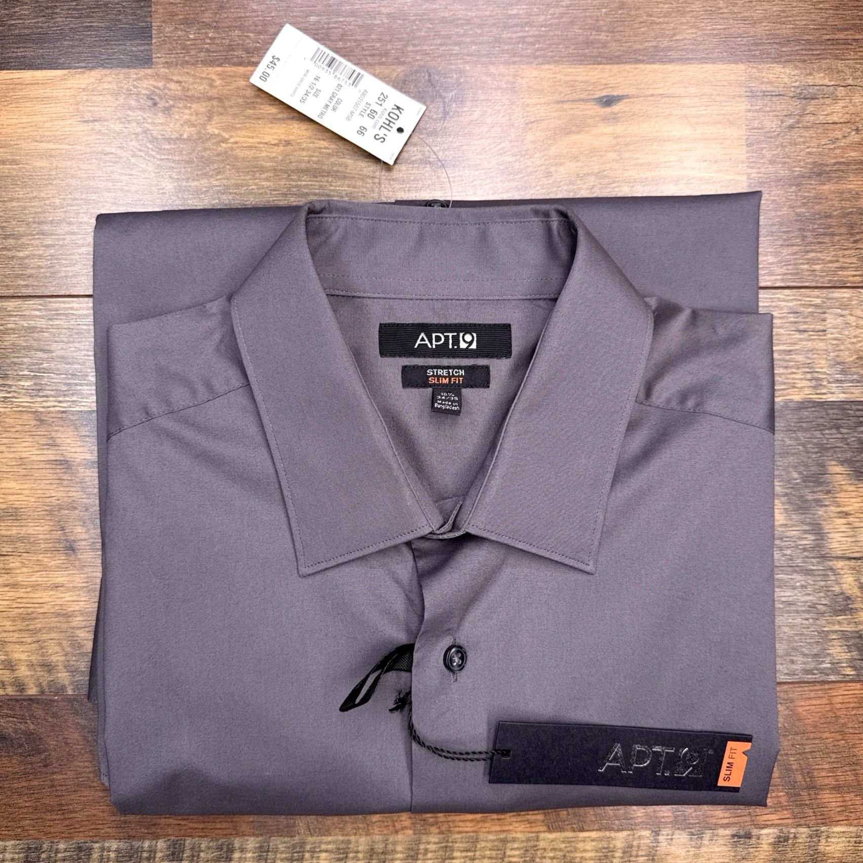 Vintage Apartment 9 Slim Fit Shirt Mens 16.5 34/35 Gray Stretch Button Up New Size US XL / EU 56 / 4 - 2 Thumbnail