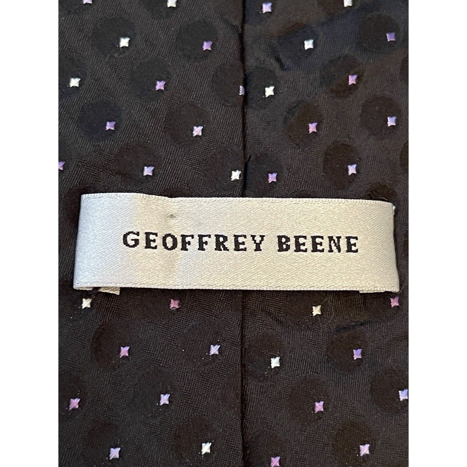 Geoffrey Beene Geoffrey Beene Black Purple HandMade 100% Silk Made In China Size ONE SIZE - 8 Thumbnail