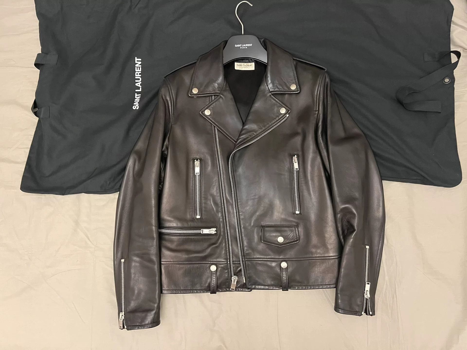 Yves Saint Laurent Saint Laurent Classic Black Leather Jacket Size US L / EU 52-54 / 3 - 1 Thumbnail