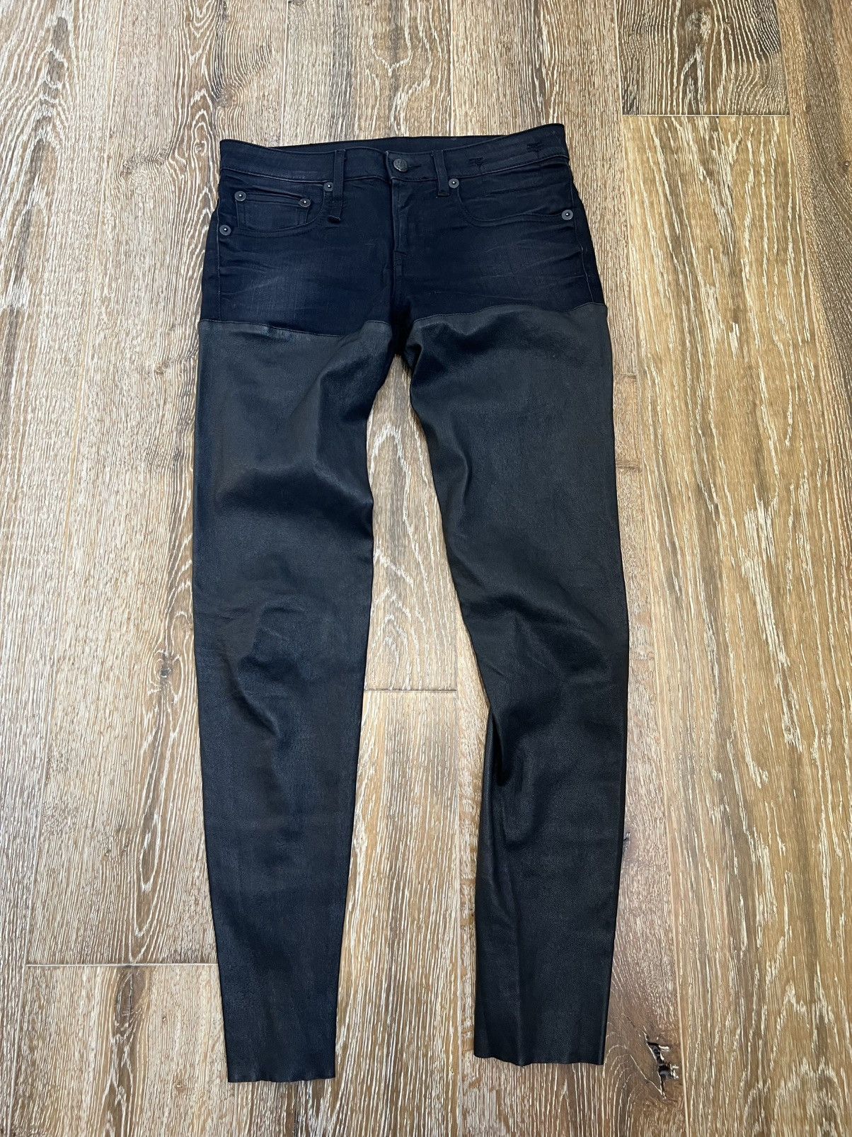 Womens R13 Leather Chaps Jeans Black