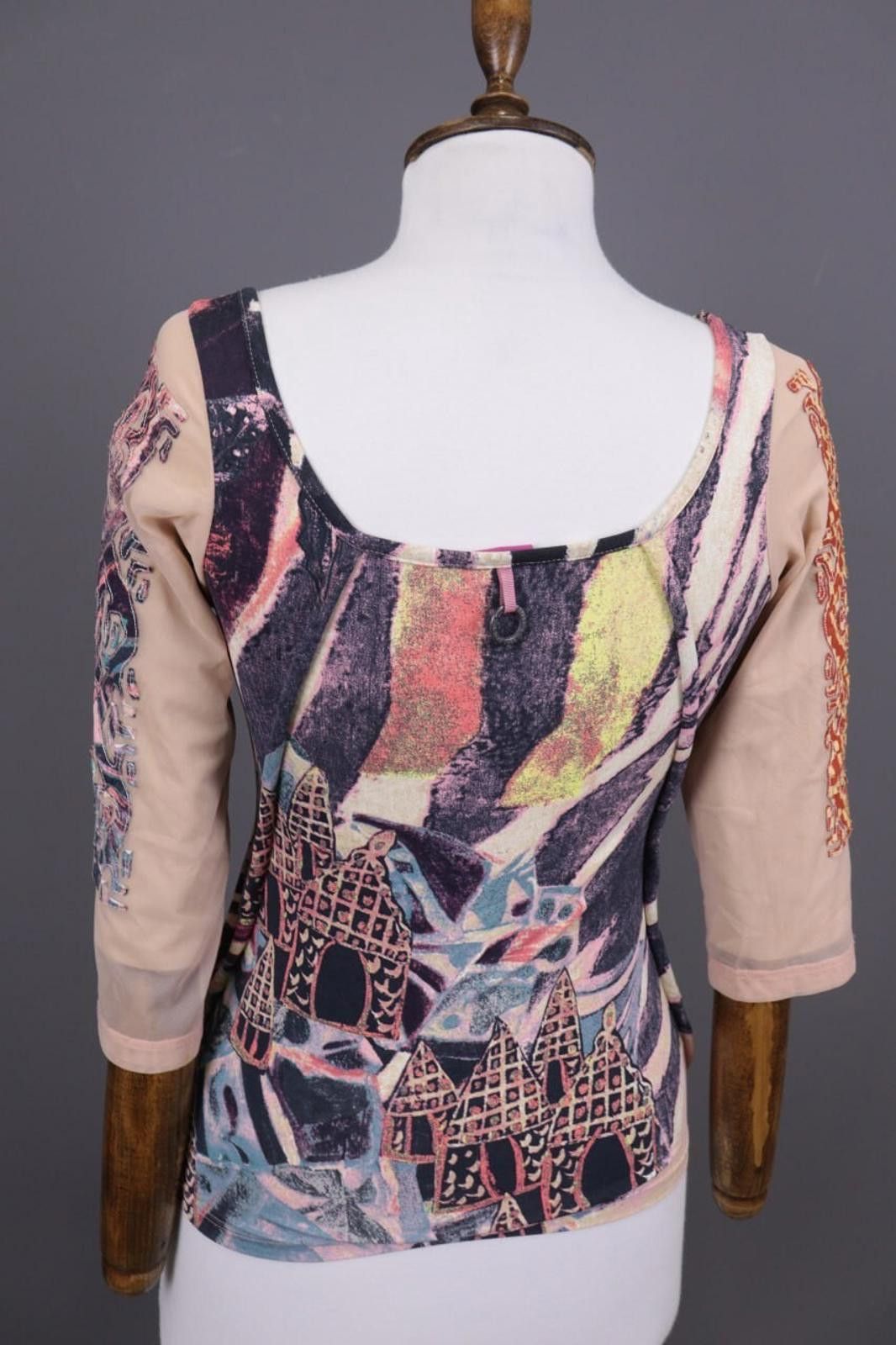 Designer Save the Queen Multicolour Floral Art Top Blouse Size M Size M / US 6-8 / IT 42-44 - 10 Thumbnail