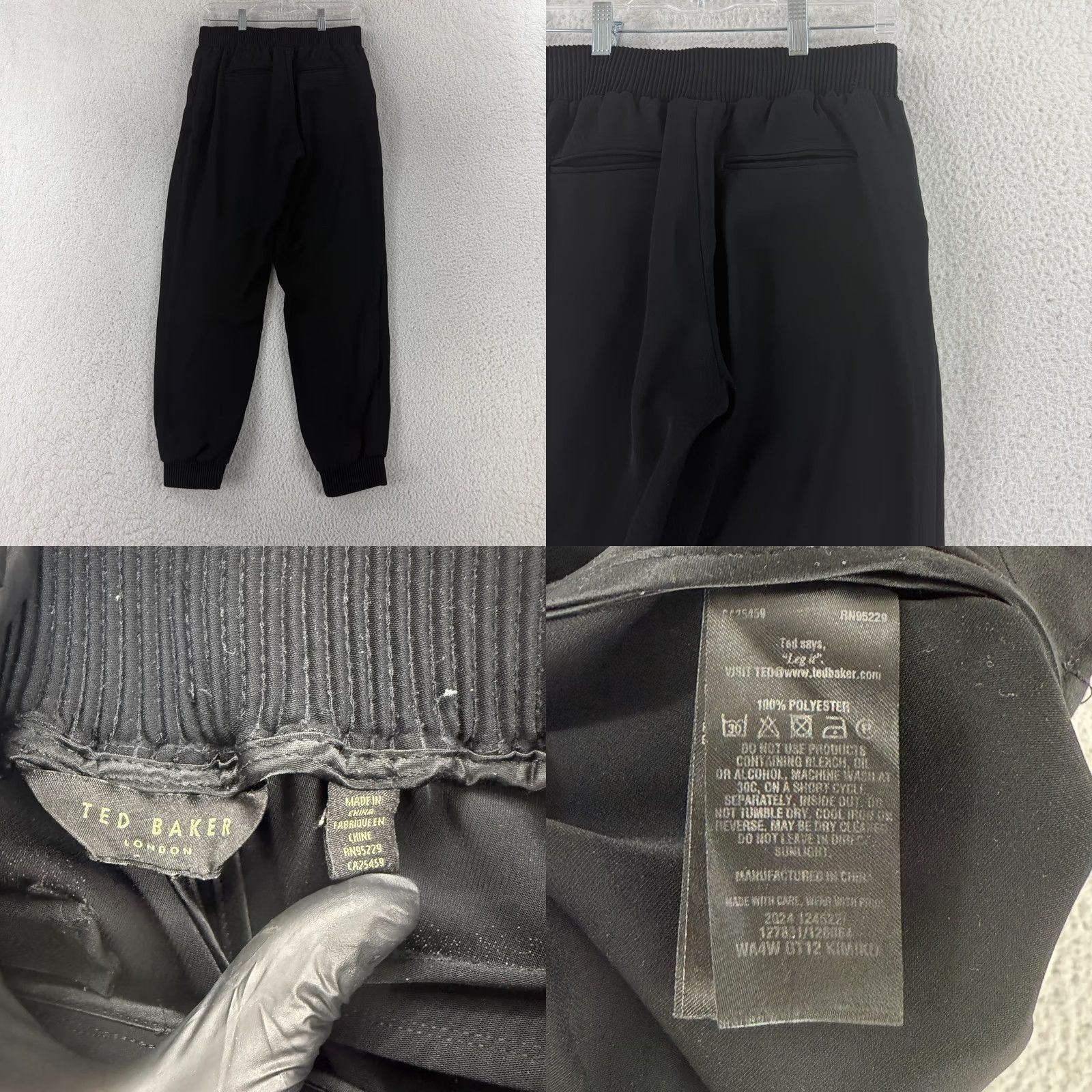 Ted Baker TED BAKER Jogger Pants Women Small Black Drawstring Elastic Waist Casual Lounge Size 28" / US 6 / IT 42 - 9 Thumbnail