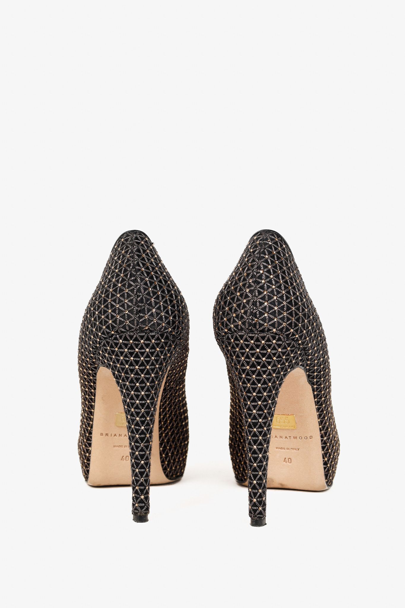 Brian Atwood Brian Atwood Maniac Black Rhinestone Platform Pumps Size US 9.5 / IT 39.5 - 3 Thumbnail