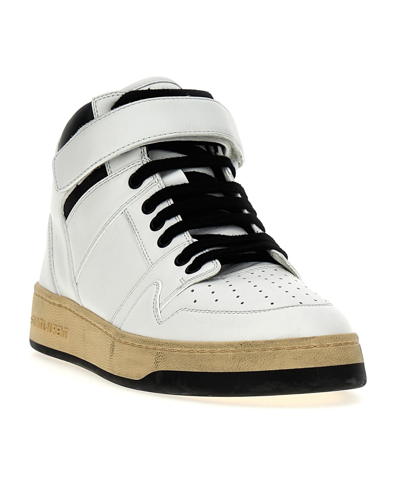 Saint Laurent Paris o1bcso1str1225 Lax Mid Top Sneakers in White/Black Size US 9.5 / EU 42-43 - 3 Thumbnail