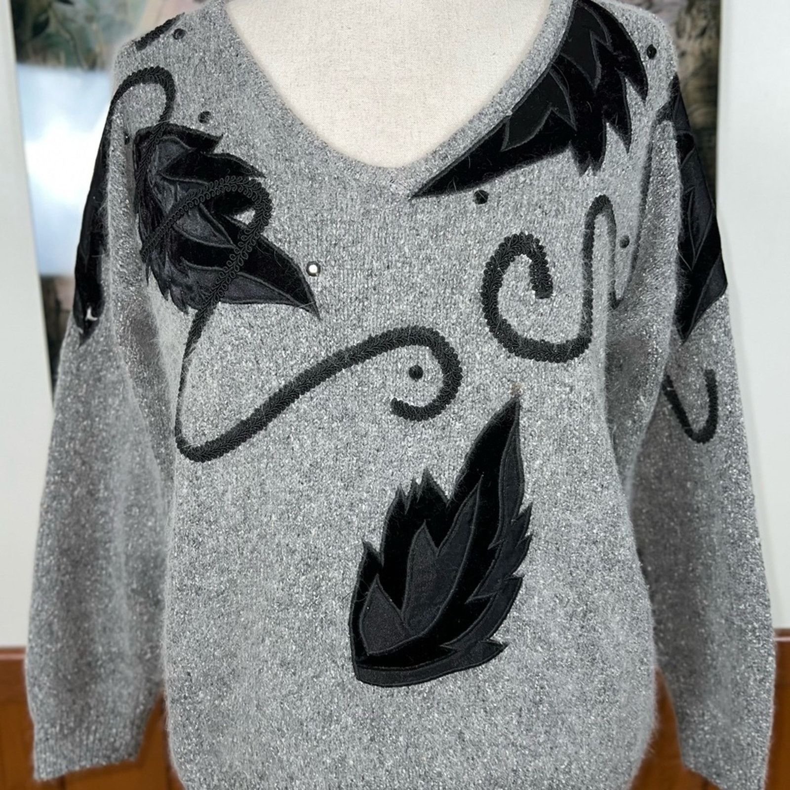 Other Gorgeous Vintage 90s Private Party Angora Sweater! Size L / US 10 / IT 46 - 3 Thumbnail
