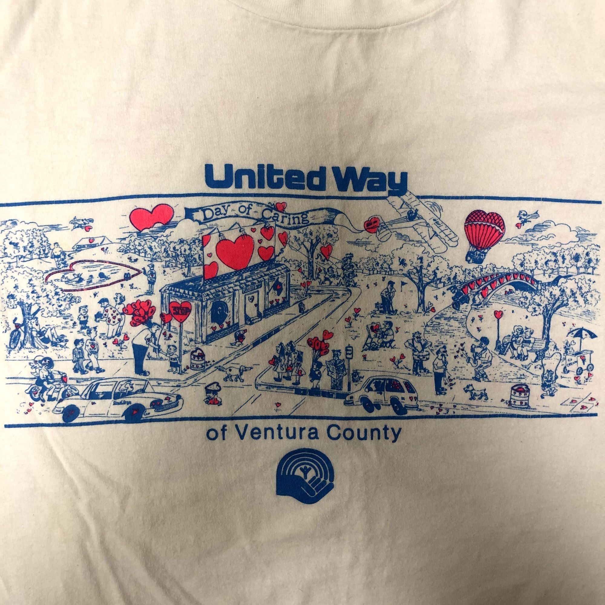 90's Stedman White Neon Pink UNITED WAY Ventura Fair T Shirt