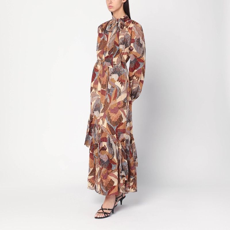 Farm Rio Long Dress With Cream-Colored Print