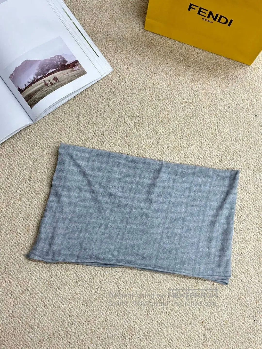 Fendi Fendi Light Blue Jacquard Long Scarf. Size ONE SIZE - 2 Thumbnail