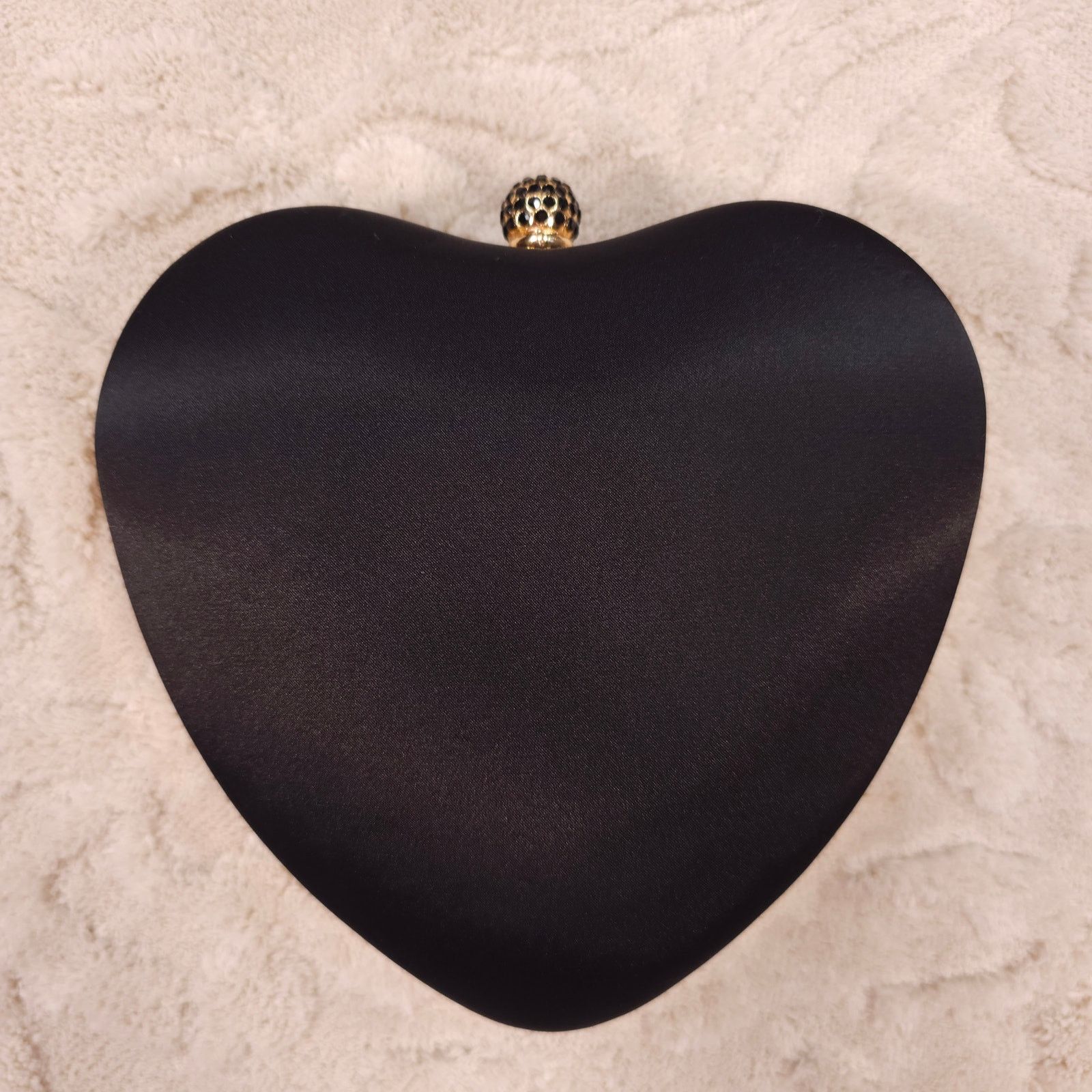 Other Rhinestone Pave Heart Convertible Clutch Crossbody Bag Black Size ONE SIZE - 8 Thumbnail