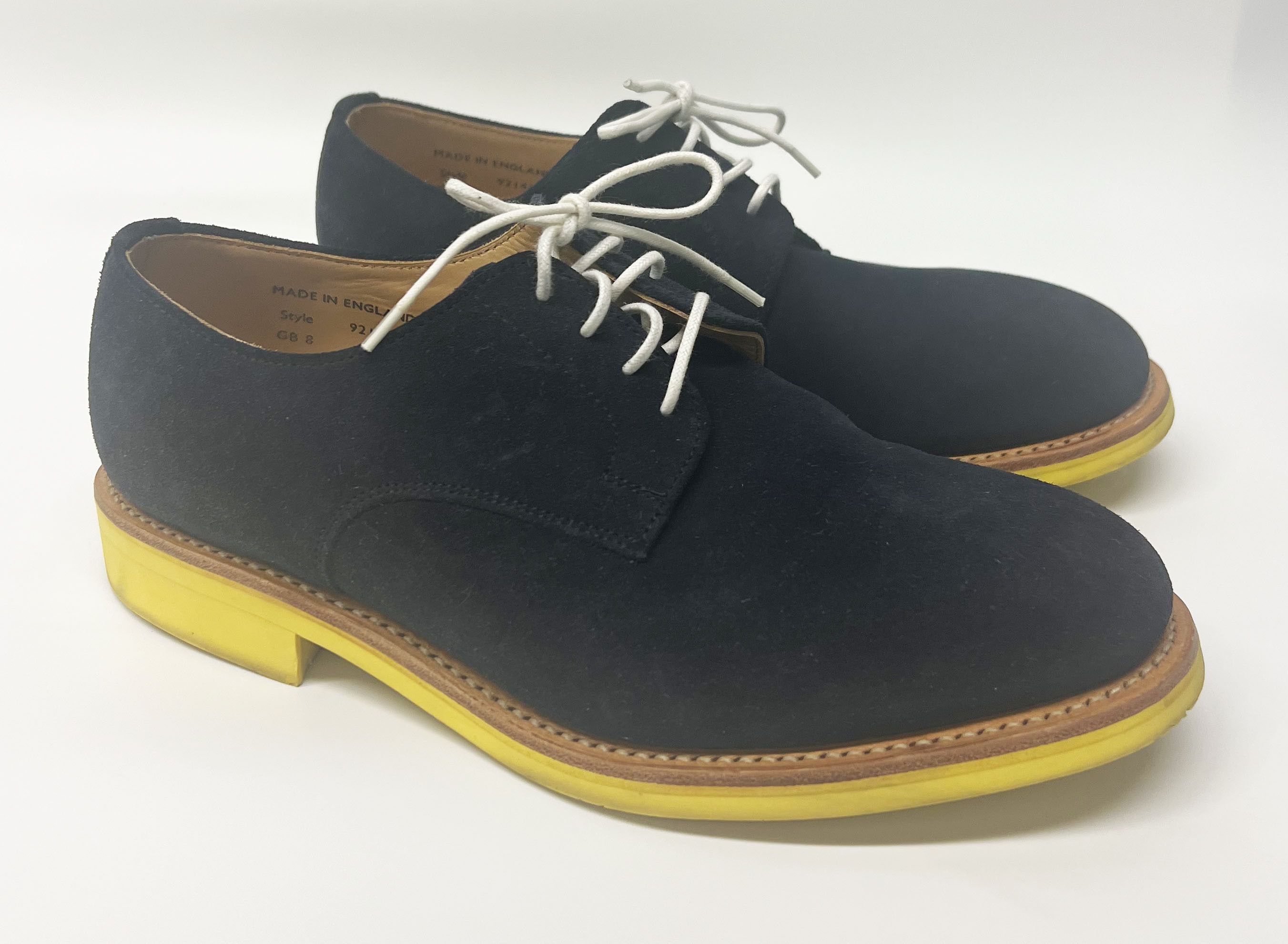 image of Mark Mcnairy New Amsterdam Navy Suede Plain Gibson Shoes in Blue, Men's (Size 9)