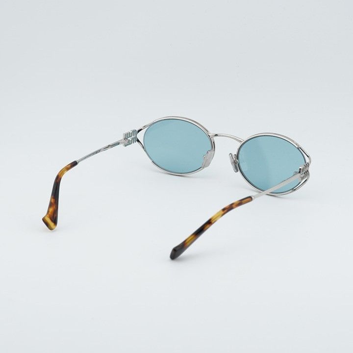 Miu Miu Miu Miu MU52YS 1BC20R Sunglasses Silver Oval Frame, Blue Size ONE SIZE - 10 Thumbnail