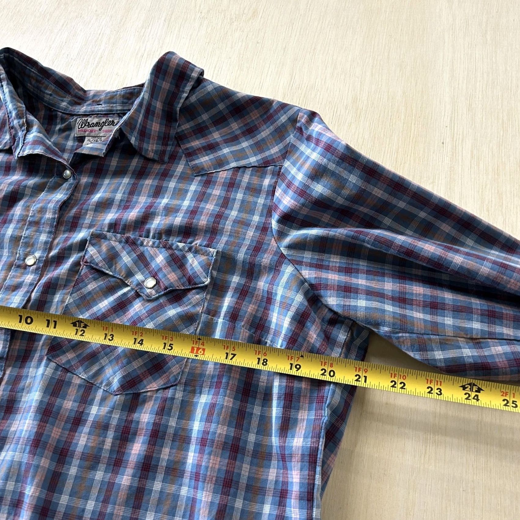 Wrangler Wrangler Shirt Womens XL Blue Plaid Long Sleeve Western Pearl Snap Workwear Size XL / US 12-14 / IT 48-50 - 4 Thumbnail